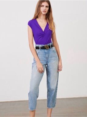 NWT MAJE STRETCH SLEEVELESS VIOLET 
 V-NECK BODYSUIT SIZE 1 (US SMALL)